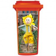 Friendly Scarecrow In A Yellow Bonnet Wheelie Bin Sticker Panel